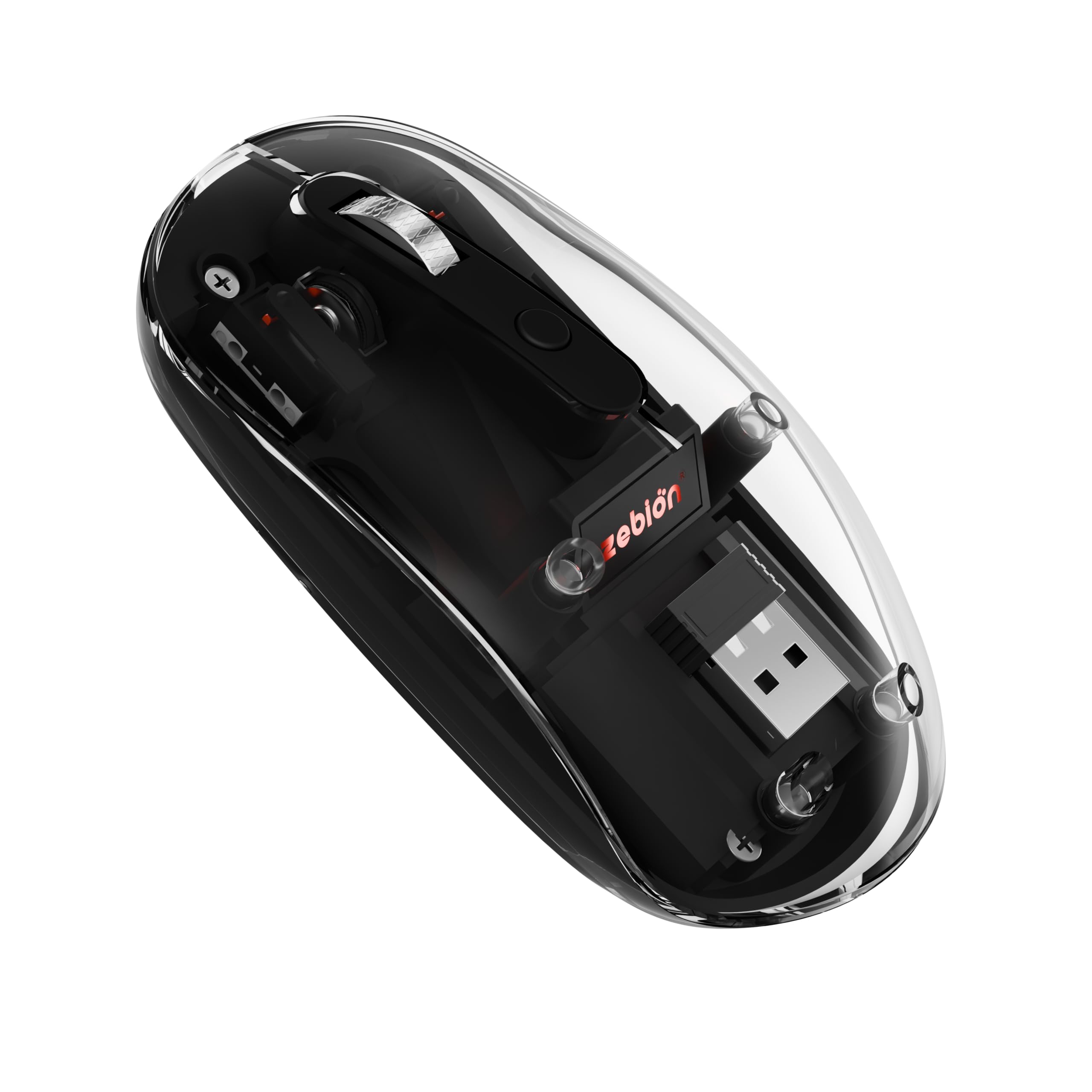 Zebion Bold Transparent Bluetooth Rechargeable Wireless Mouse, Dual Mode (2.4GHz + BT), Dual Bluetooth, Silent Operation, Transparent Body, RGB, for Office/PC/Mac/Laptop/Apple/ipad (Black)-image-43