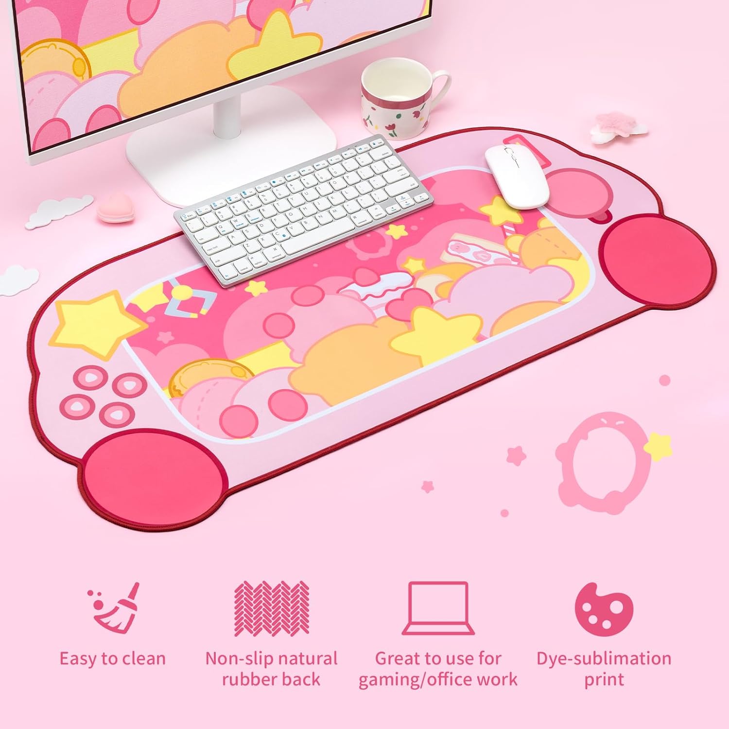 Star Claw Machine Mouse Pad - Kawaii Keyboard Gaming PC Laptop Mat, Large Non-Slip Rubber Base Desk Mat for Keyboard and Mouse Desk Blotter Protector (Star Claw Machine)
