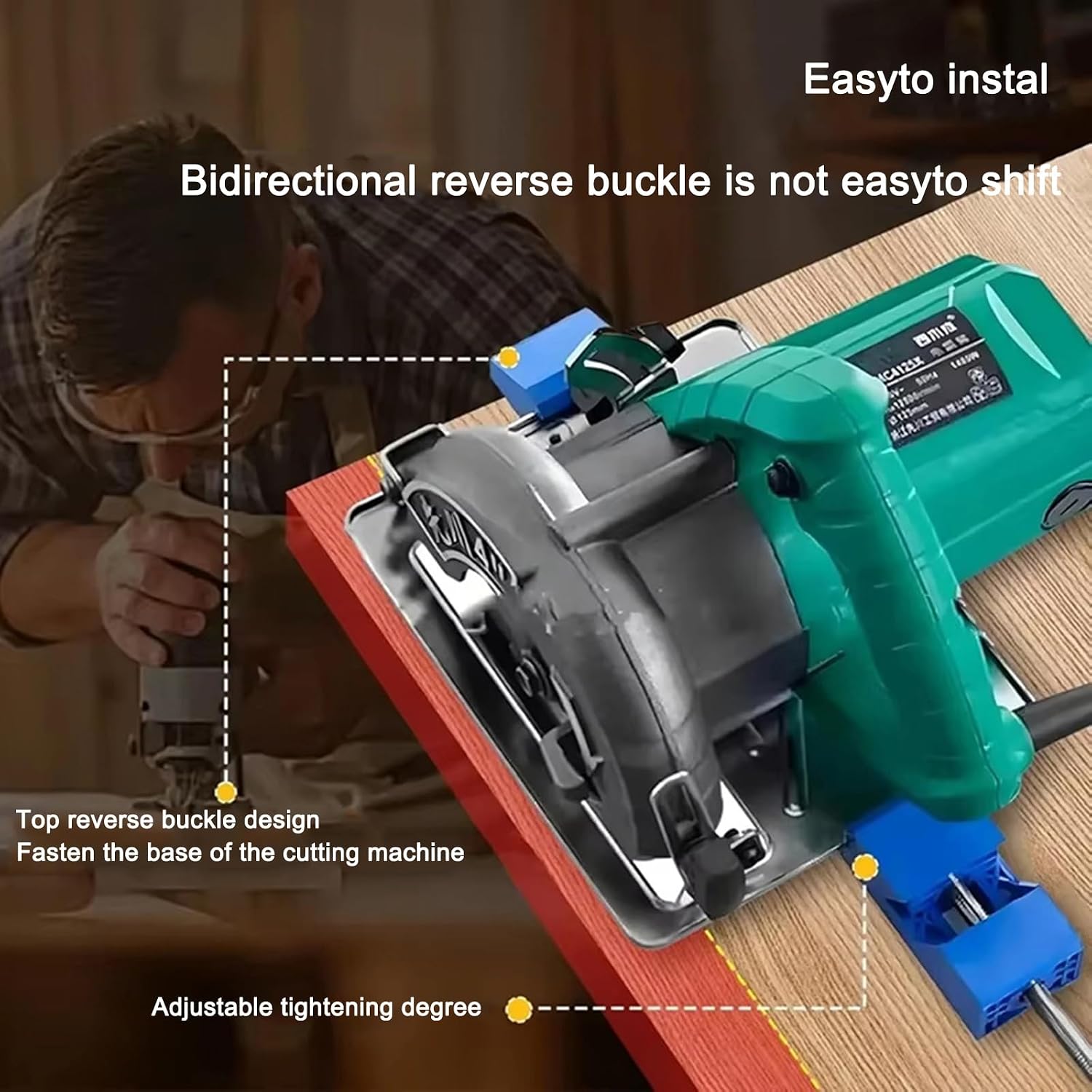 Adjustable Circular Saw Cutting Guide, Positioning Base Clamp | Milling guide for straight cuts, No-drill installation, Plastic and metal construction, Compact, lightweight design