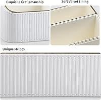 Vista 3 de Remote Control Holder with 4 Compartments, PU Leather Small Nightstand Organizer for Home Desk Accessories Office Supplies, Multifunctional Stylish