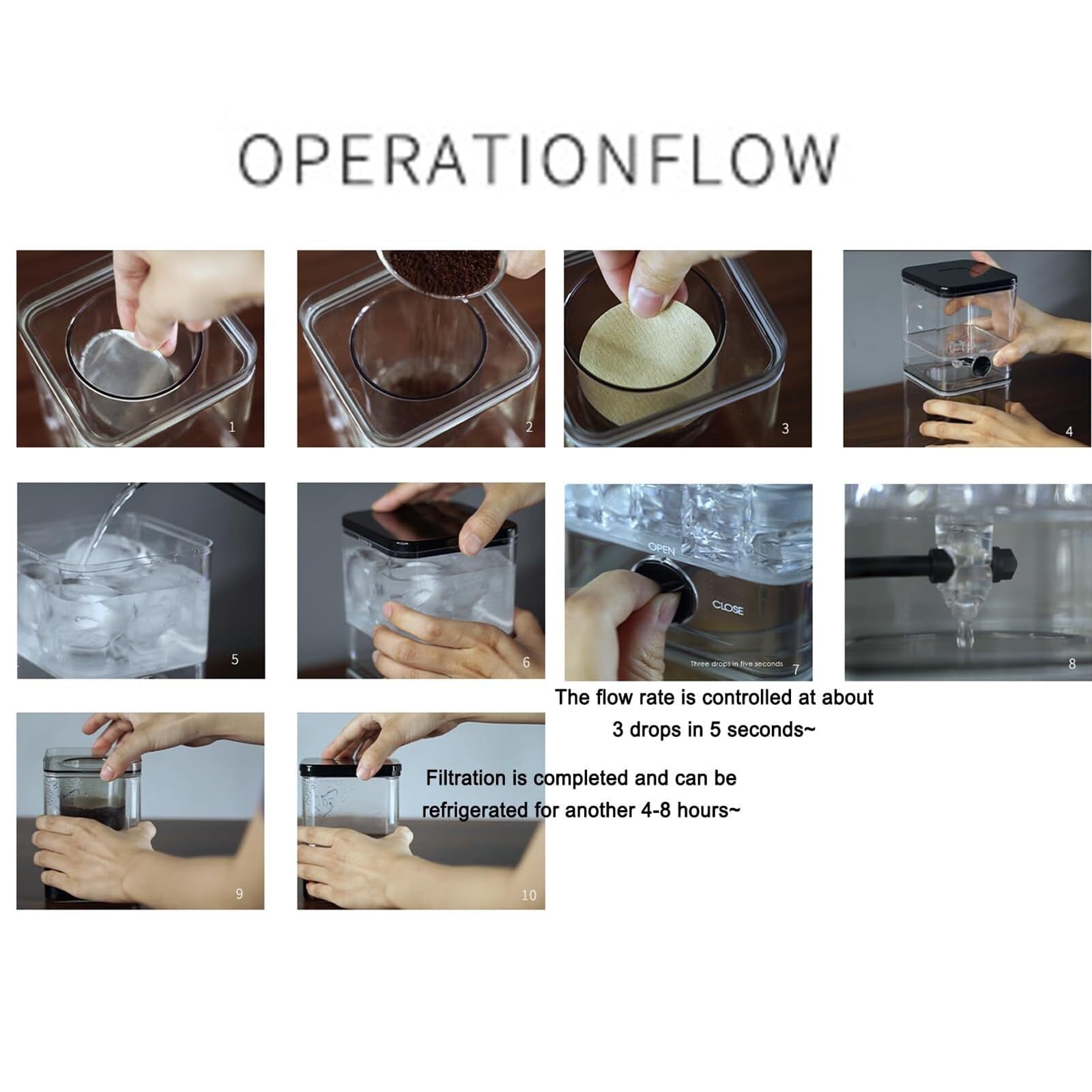 400 ml ekspres przelewowy do kawy Cold Brew, regulowana prędkość parzenia | Ekspres przelewowy do kawy mrożonej, filtr ze stali nierdzewnej, wyraźne podziałki, do domu, biura i dla entuzjastów