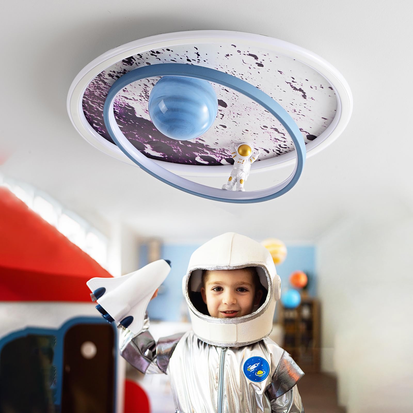 Lampada da soffitto a LED per bambini, Plafoniera Cameretta Bambini Dimmerabile con Telecomando, Lampada Soffitto Camera da Letto Astronauta, Cartoon Lampada da Soffitto Creativa per Bambino Ragazzi
