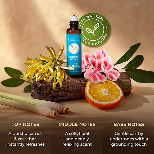 Miniatura 3 de Gya Labs Aceite esencial para aliviar el estrés – Ylang Ylang y geranio de rosa para aliviar la tensión y un mejor sueño – 100 rollos puros,