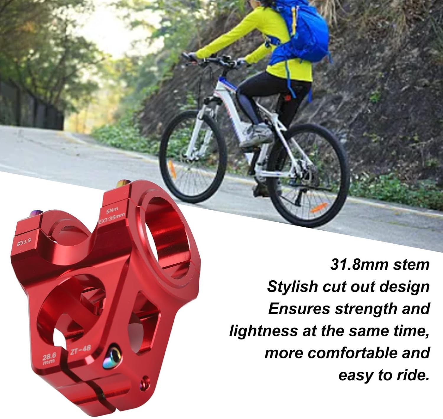Tyenaza 31.8mm Bike Stem, Aluminum Alloy Lightweight DIY Short Mountain Bike Stem Short Handlebar Stem Replacement for Most Bicyc le, Road Bike, MTB (Red)