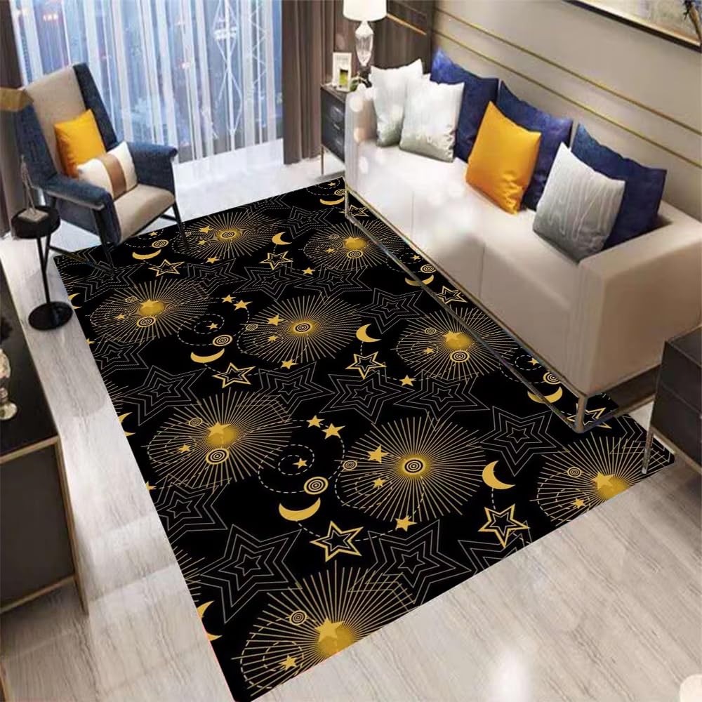 Tapis rétro bohème ciel étoilé lune grand tapis salon antidérapant
