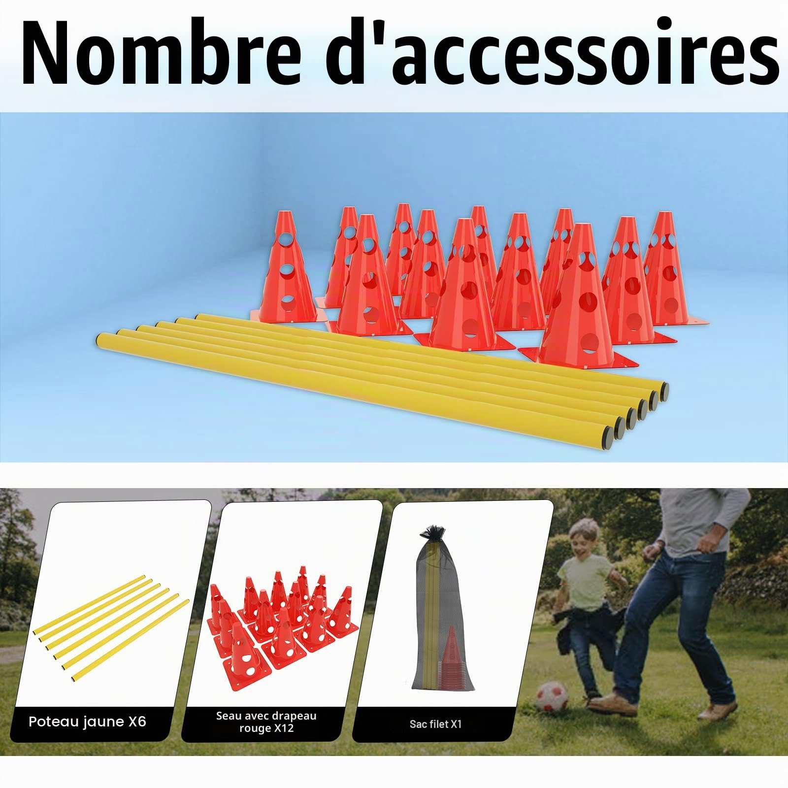 HENGMEI Kit de Coordination de 18 pièces pour entraînement de Coordination Haies d'agilité - Réglable pour Football, Enfant, Chien, dresseur, intérieur et extérieur
