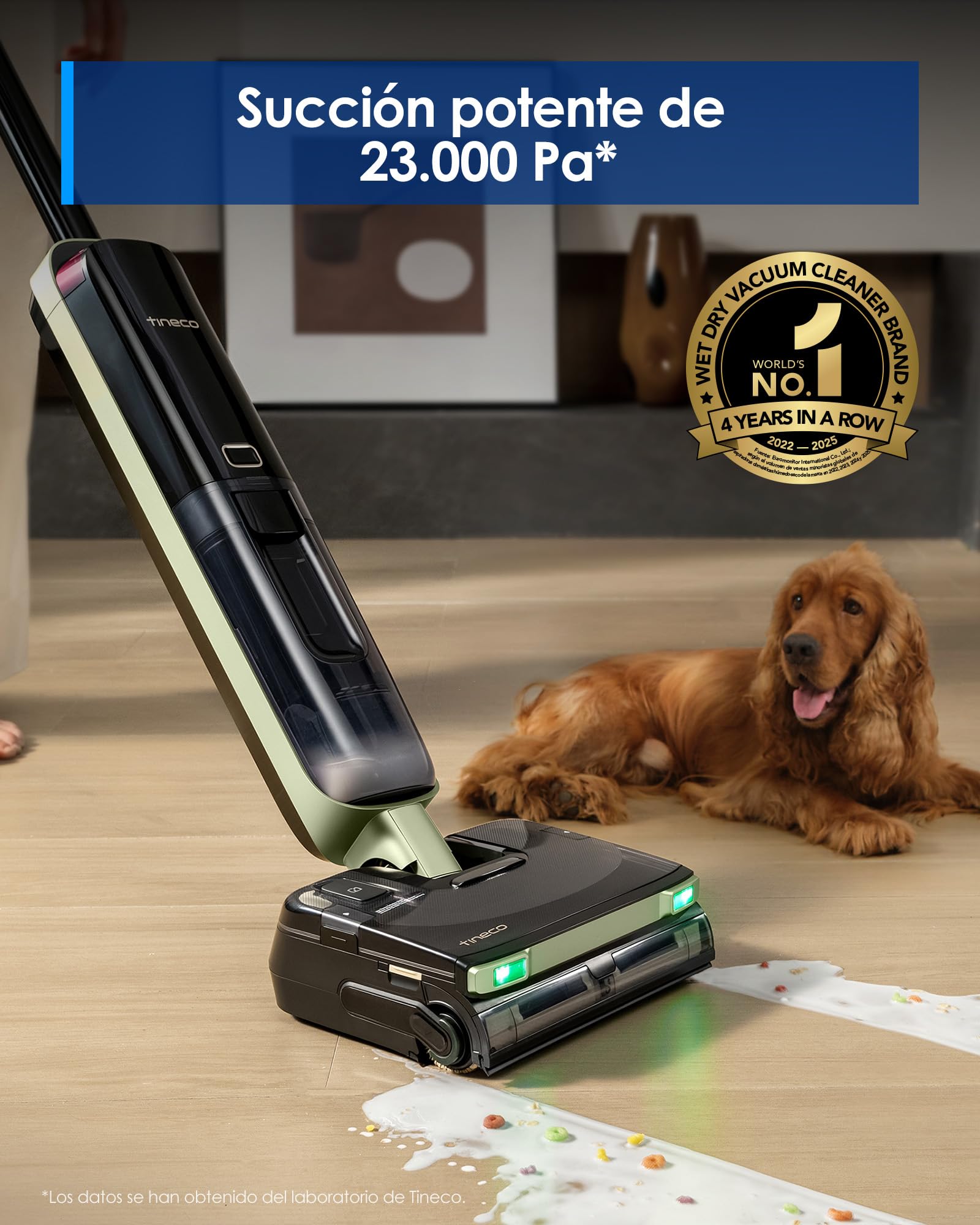 Tineco Floor One S7 Master, Aspiradora-Fregona Inteligente en Seco y Húmedo | StreakFree, Succión de 25000Pa, Sistema de Autolimpieza FlashDry, Luz Verde DustReveal de 150°