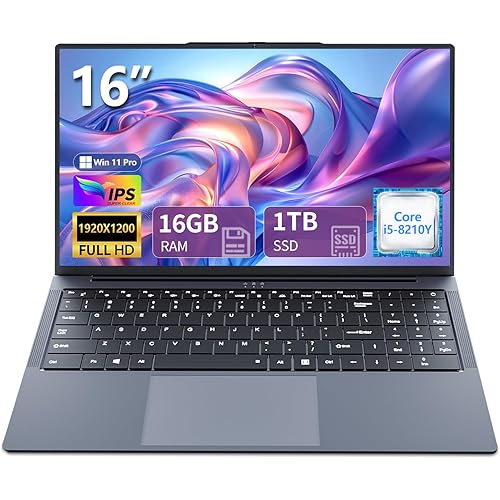2025 Laptop i5, 16 inch Laptop Computer Up to 3.60GHz, Traditional Laptop Computers with 16GB RAM 1TB SSD, FHD 1920x1200, 180° Angle Open, Backlit Keyboard, Lap top for Student Business Work