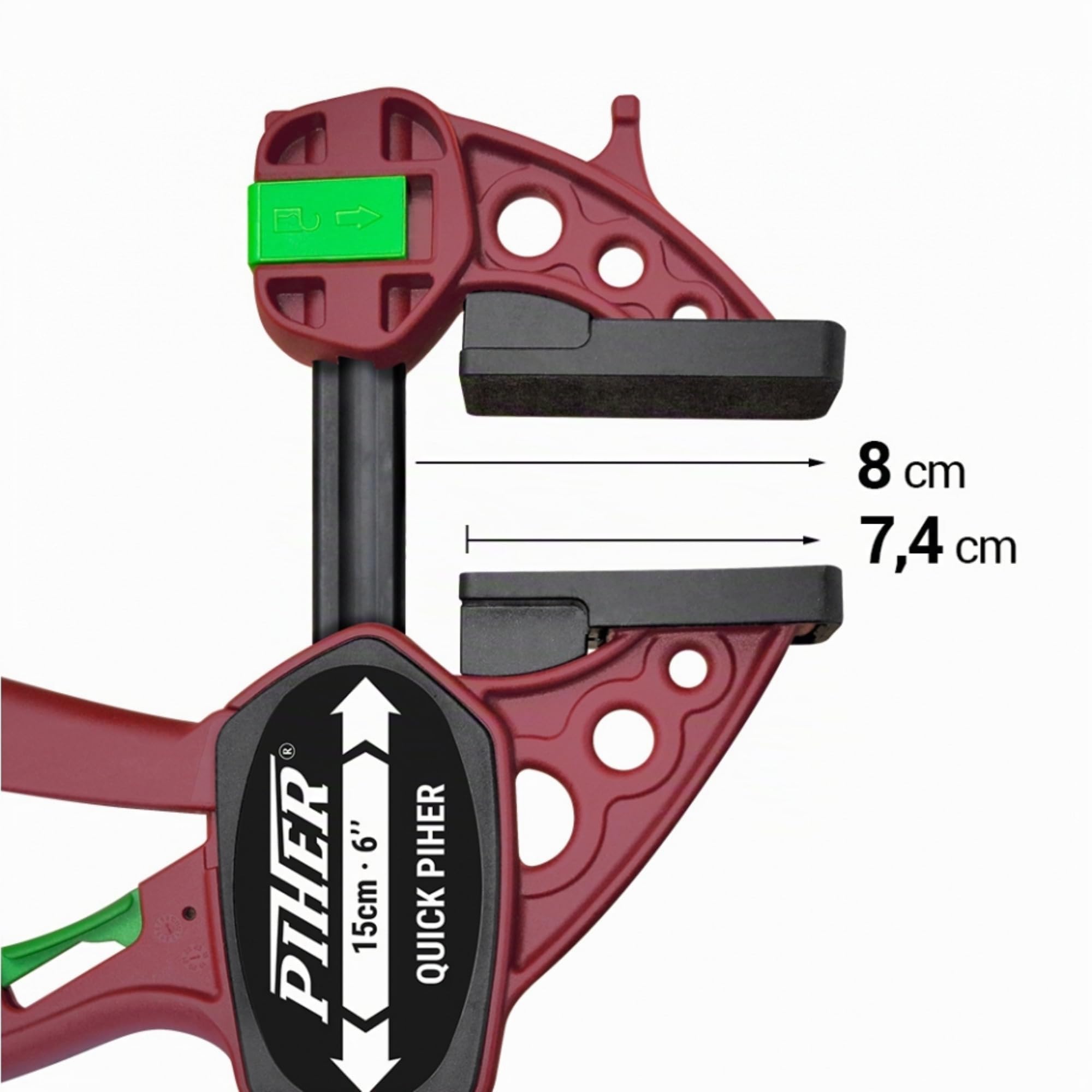 Piher Quick Einhandzwinge | 2er Set | starke Schraubzwinge mit 150kg Spannkraft | Spannen und Spreizen | (15cm)