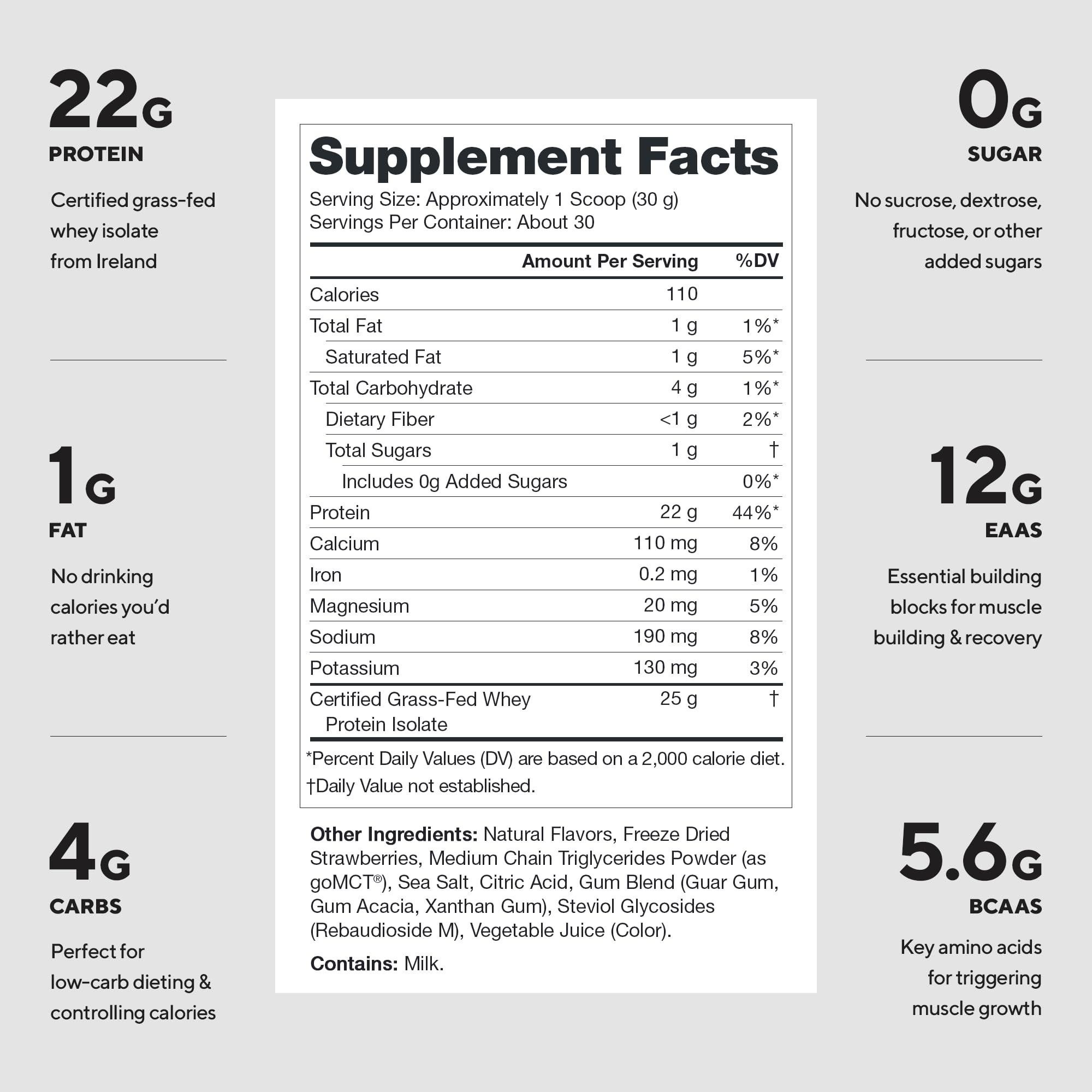 Legion Whey+ Protein Isolate Grass Fed, Strawberry Cheesecake, 30 Servings — Amazon image 2