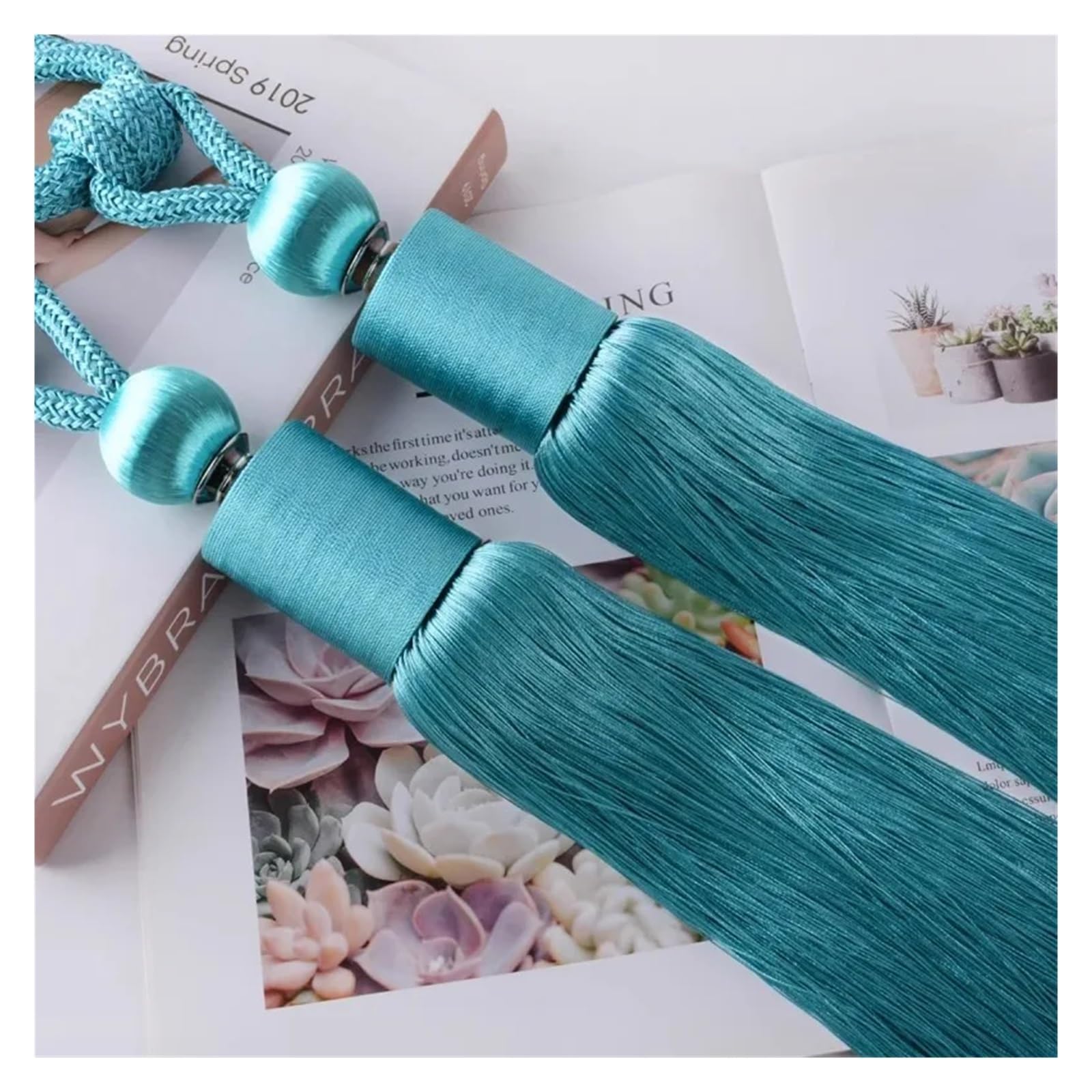 2 sztuk/partia para zasłon wisząca kula pasek do wiązania lina do wiązania sypialnia salon gobelin dekoracja Tassel(Khaki)