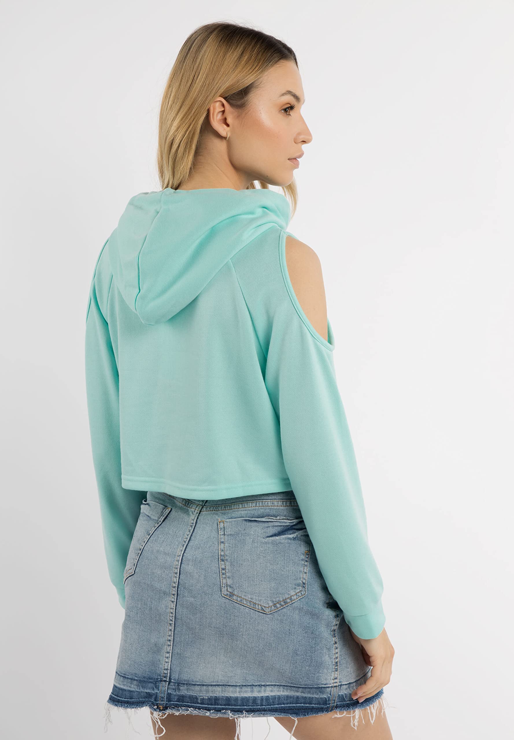 IZIA Cropped-Sudadera con Capucha para Mujer