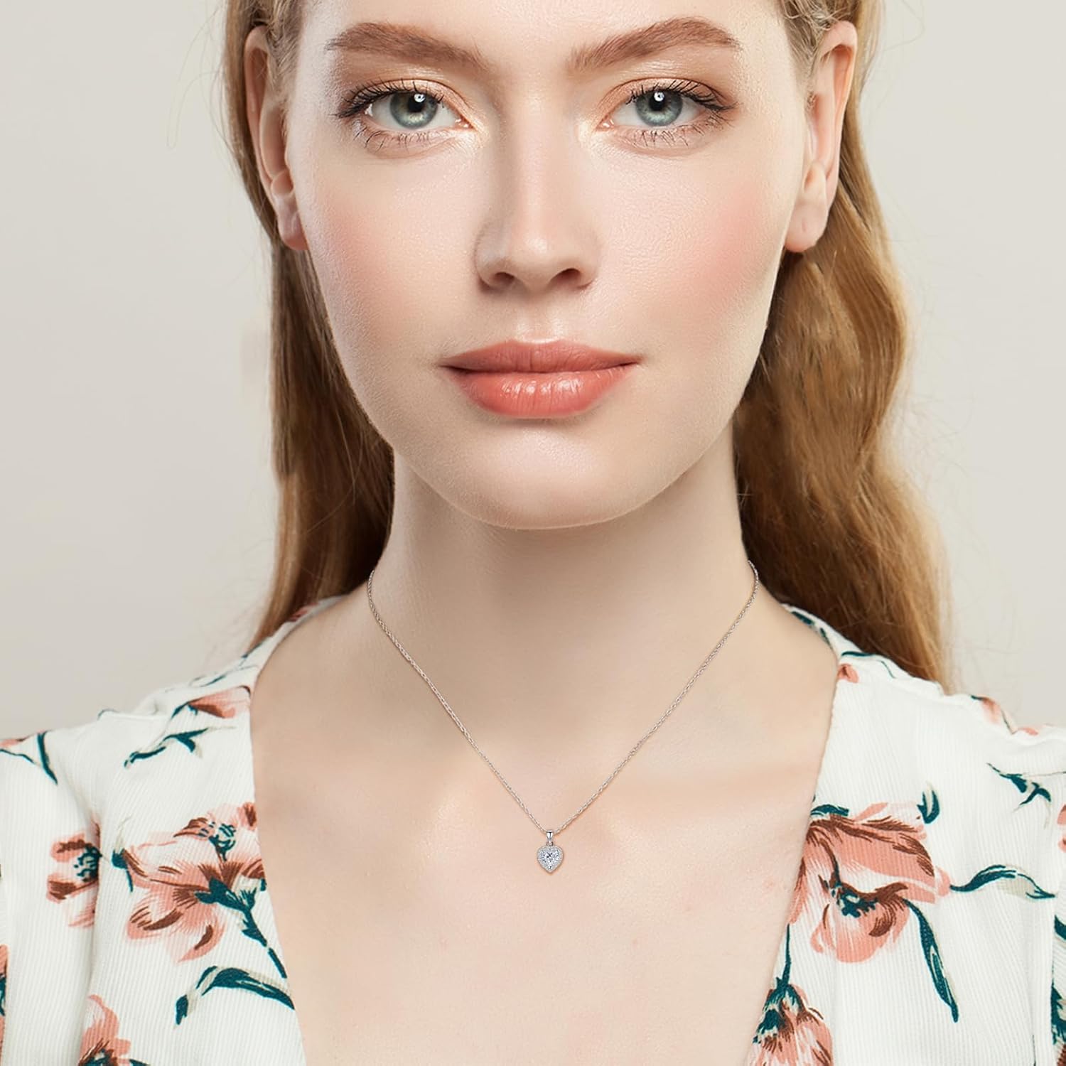 Silver Heart Necklace for Women Diamond Pendant Necklace Love Birthstone Necklaces for Women Trendy - Image 2