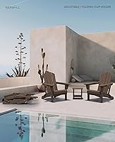 Vista 2 de SERWALL Juego de 2 sillas plegables Adirondack ajustables con 3 posiciones reclinables, Adirondack de polietileno de alta densidad para todo