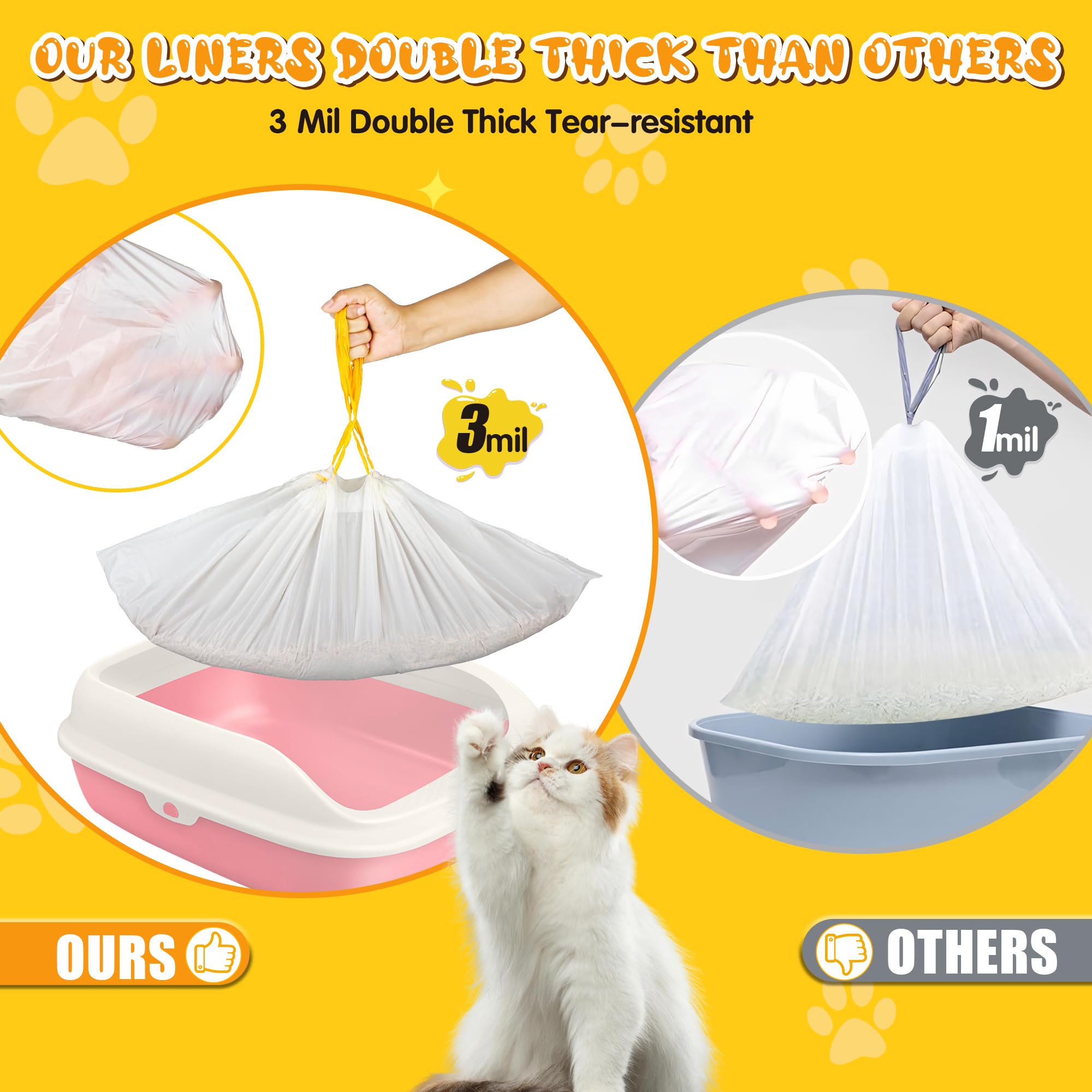 Bolsas de arena para gatos de 37 x 18 pulgadas, 30 bolsas de basura extra gruesas para gatos, extra resistentes, grandes, con cordón, para suministros para mascotas y gatos