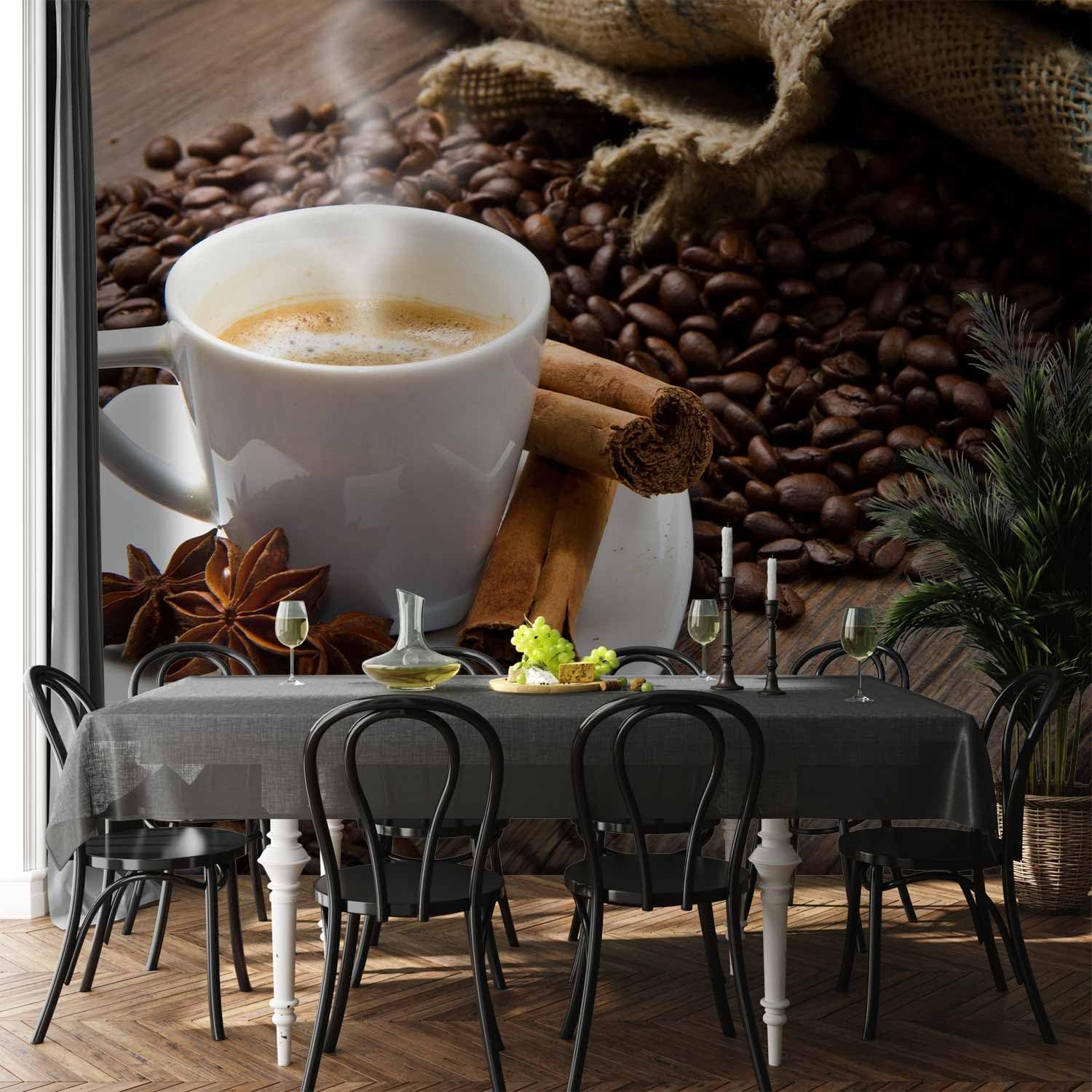 artgeist Wall Mural Cup of Coffee 157x122 in - Non-Woven Wallpaper Fleece Wall Decor Photo Print Picture Image Design Home Decoration Restaurant Bar Kitchen Drink 100408-24