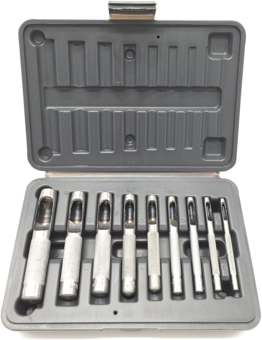 Hollow Leather Punch Set, SAE, 9-Piece