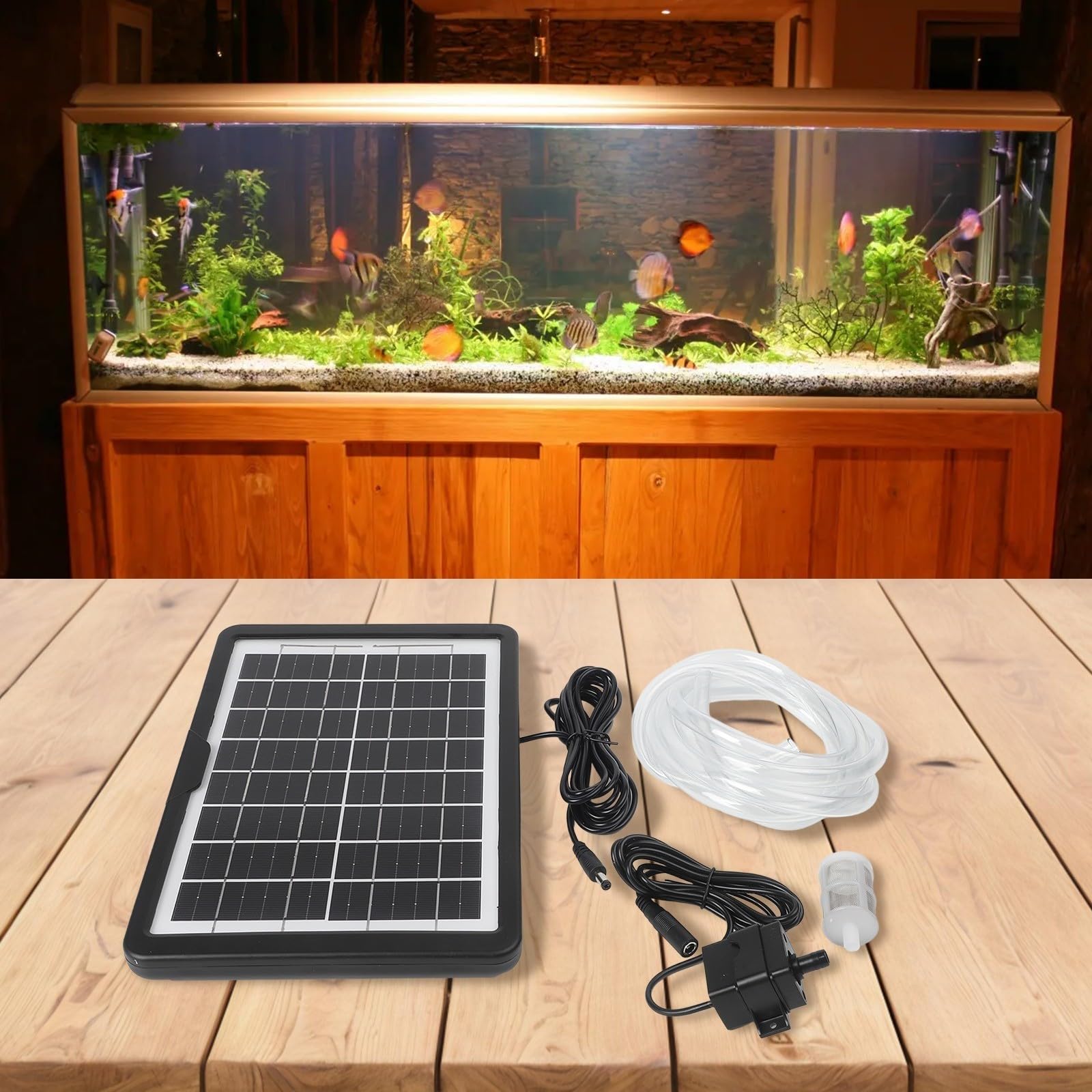Pompa solare per laghetto, 12 V, 240 l/h, pompa sommersa con pannello da 6 W, per laghetto di pesci, ventilazione e circolazione silenziosa (9 V, 6 W)