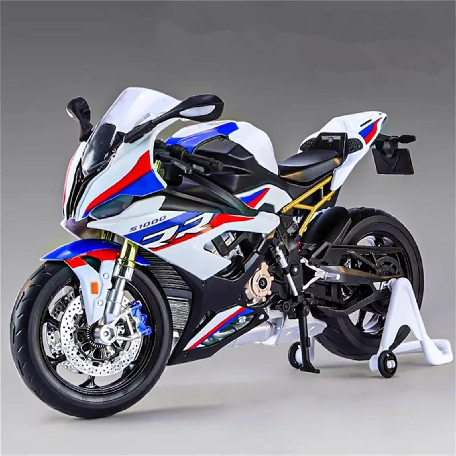 Modelo de Motocicleta 1:9 para BMW S1000RR S 1000RR Modelo Simulación Motocicleta Carreras Aleación Juguetes Colección con Luz, Regalo Adornos para Computadora Escritorio