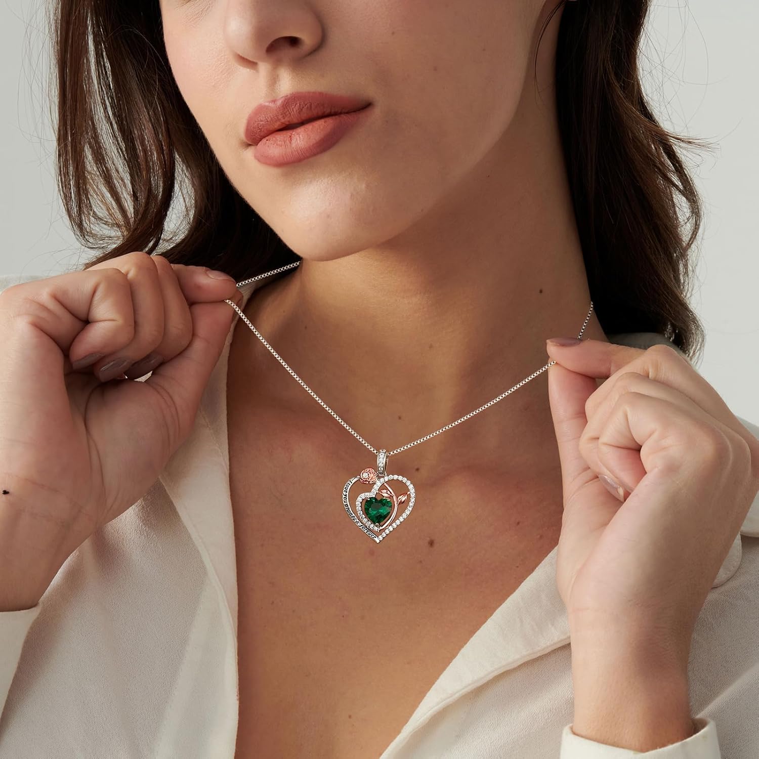 Rose Heart Necklaces for Women Birthstone Pendent Necklace Gifts for Women Jewelry Anniversary Birthday Christmas Gifts for Her Mom Wife Girlfriend - Image 3