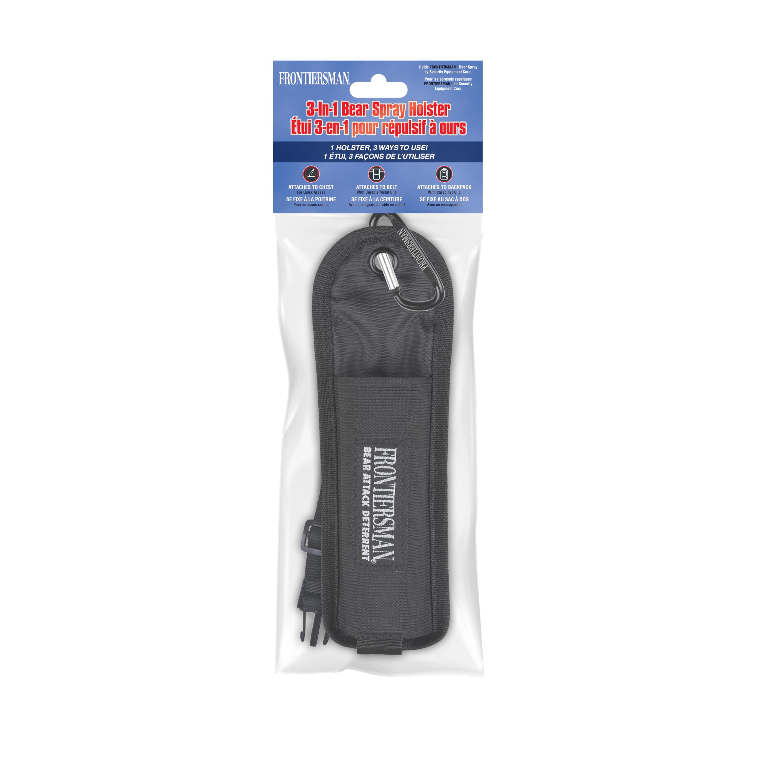 Sabre Frontiersman Bear - Funda en Aerosol para Botes de 7.9 y 260.8 g, Pecho de Nailon, cinturón, Cintura y Opciones 3 en 1 Disponibles, Correas Ajustables, elástico Fuerte Que Evita la pérdida del