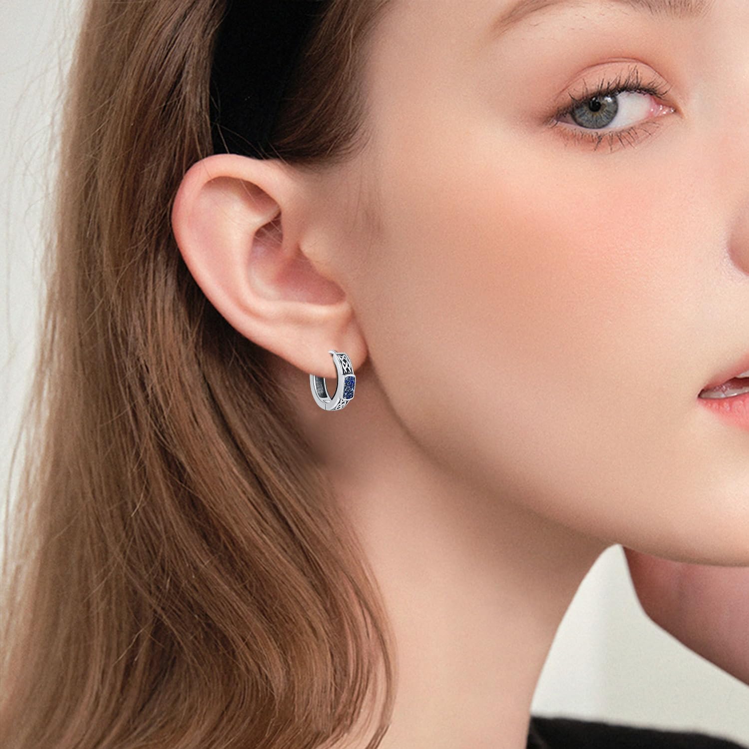 925 Sterling Silver Earrings Celtic Knot Earrings For Men Turquoise/Malachite/Opal/Abalone Shell Hoop Earrings