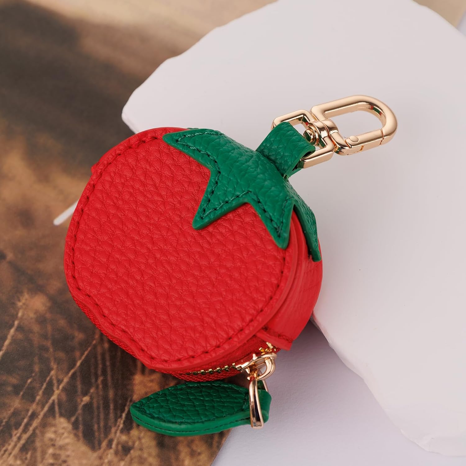 Fruit Coin Purse Bag Charm Keychain, Mini Charm Kawaii Leather Coin Purse Pouch Holder for Airtag Handbag Tote Wallet - Image 7