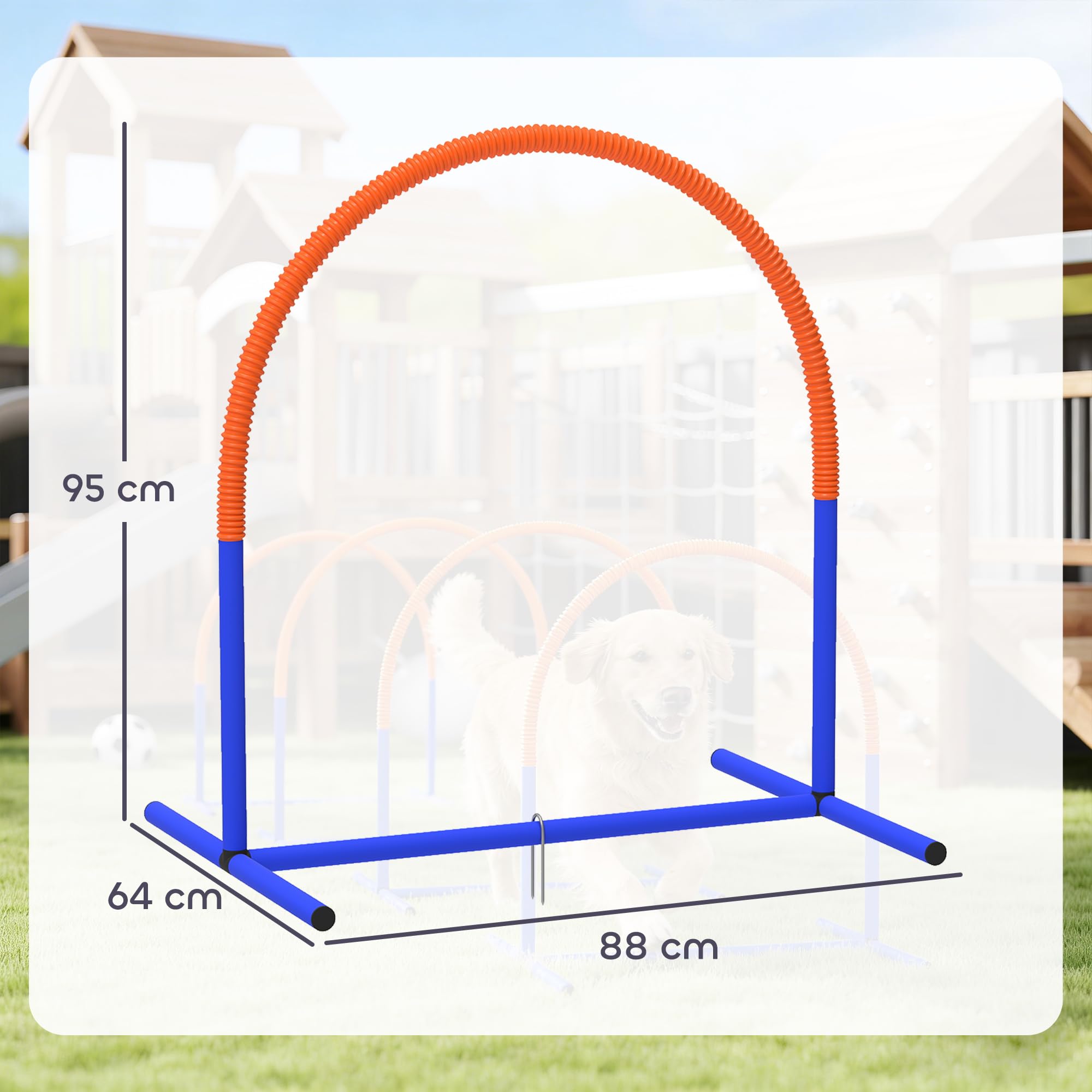 PawHut Hunde-Agility-Trainingsgeräte, Hund Agility Set, 4-teilges Agilityset für ältere Hunde, Hundetrainigsset mit Tragetasche, Blau+Orange, 88 x 64 x 95 cm