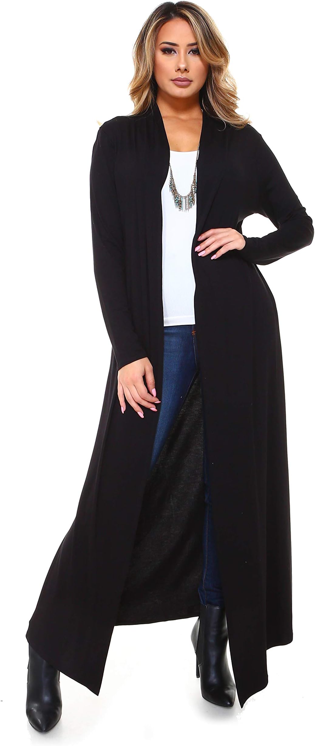 Isaac Liev Maxi Cardigan Duster Sweater – Women's Extra Long Open Front Full Length Lightweight Cardigans Dusters Sweaters