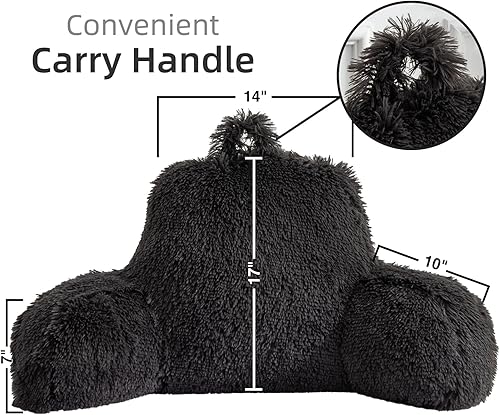 Miniatura 2 de A Nice Night Almohada de lectura suave de piel sintética con cuña grande para adultos y niños, respaldo con brazos para sentarse en la camasofá para