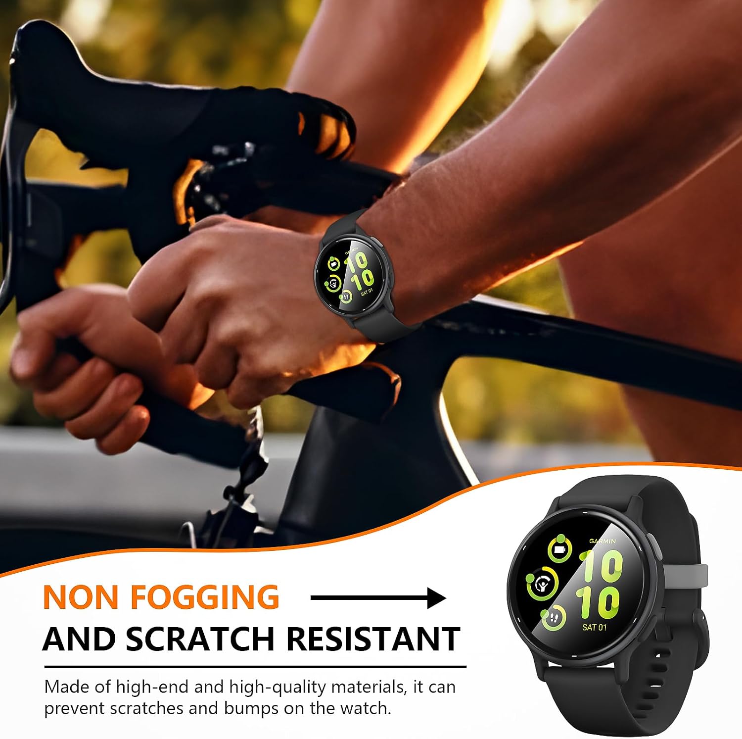 Suoman 2+2 Pack for Garmin VivoActive 5 Screen Protector, Charger Port+ [Anti Scratch] Full Coverage High Definition PMMA Soft Protective Film Smartwatch