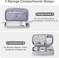 Vista 2 de Bolsa Organizadora de Accesorios Electrónicos, Diseñada para Adaptador de Corriente/Cargador/Cables/Ratón, para Viajes (Gris Claro)