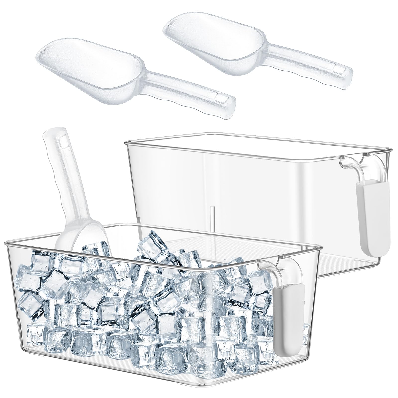 Havawish Ice Storage Bin and Flexible Scoop Set Plastic Freezer Bin