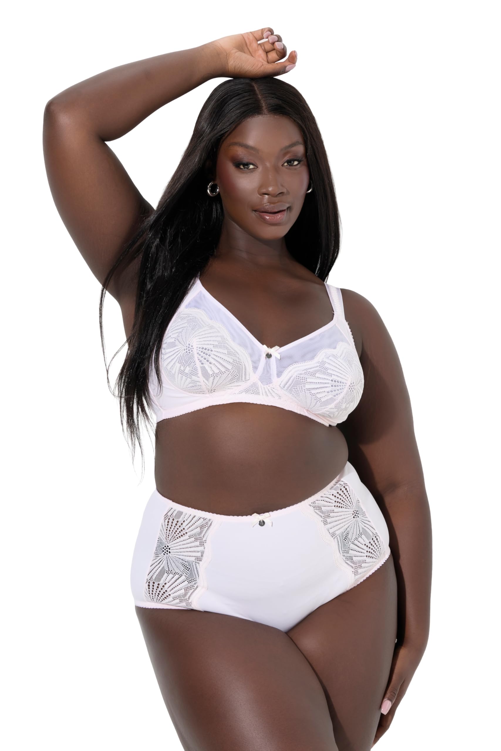 Ulla Popken Damen große Größen Übergrößen Plus Size Maxislip, seitliche Spitze, Mikrofaser 825788