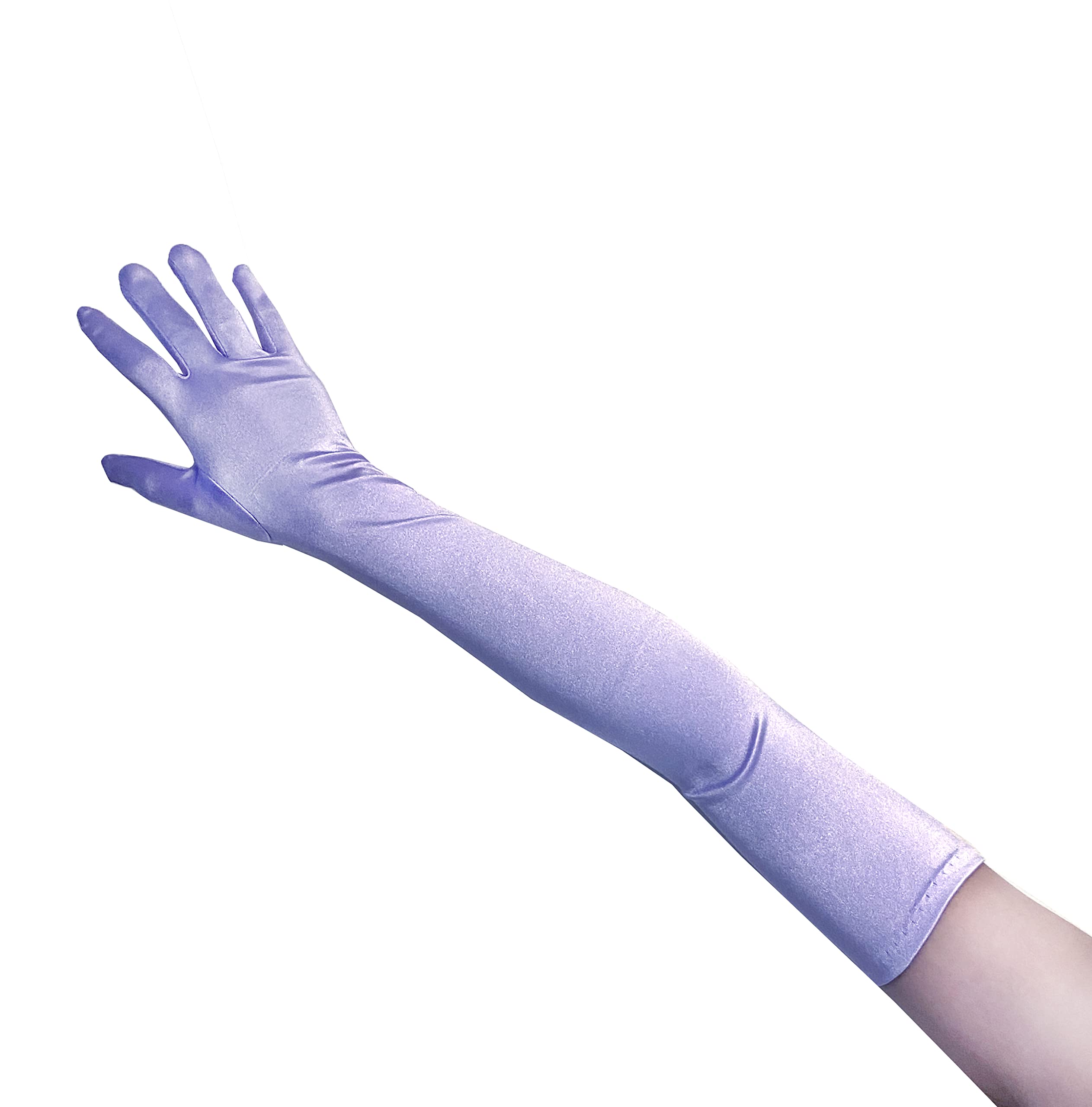 23" Extra Long Super Stretch Over the Elbow Party Bridal Dance Sexy Satin Gloves A-Grade Quality 16BL 58cm, Lilac, One Size