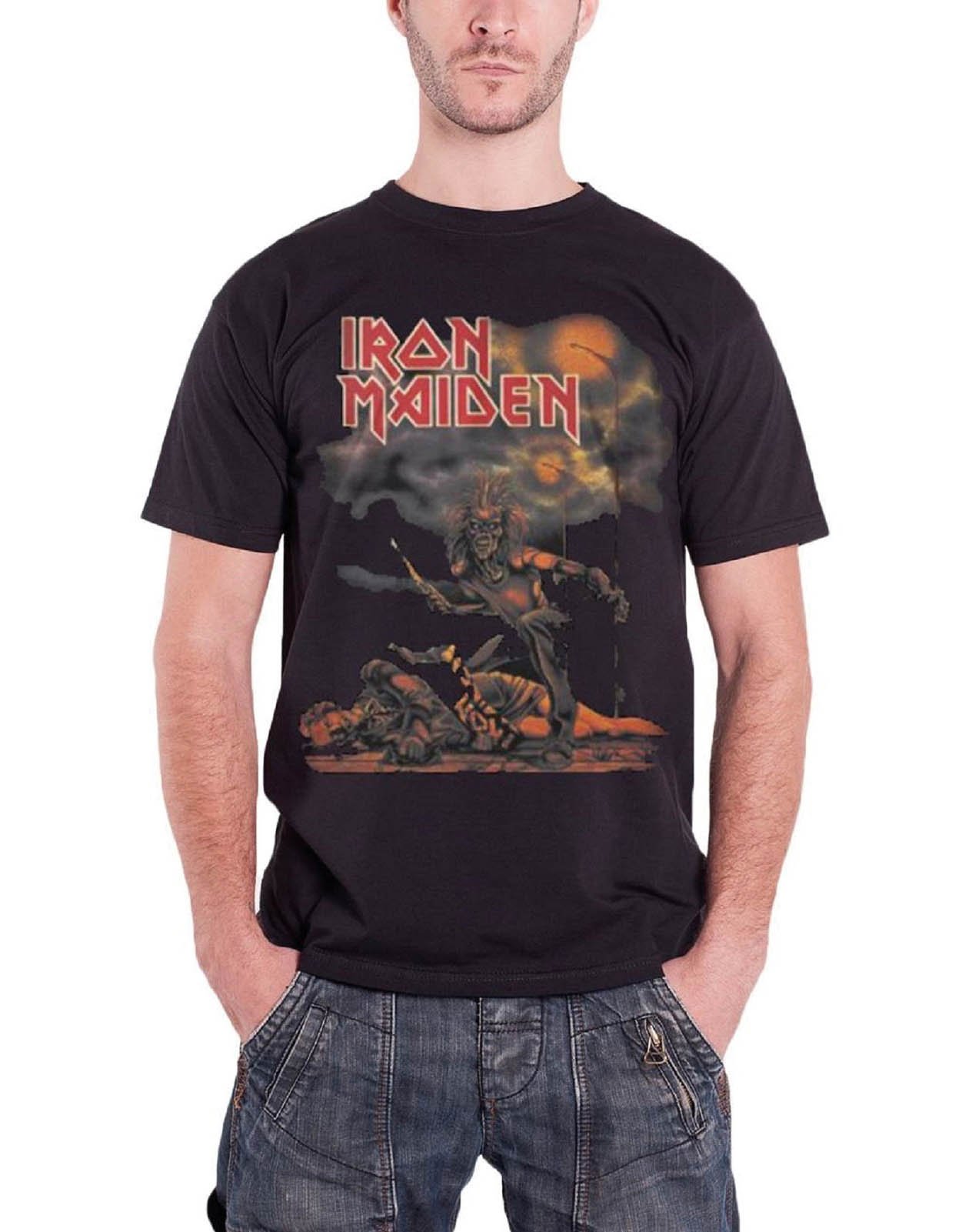 Rock Off Officially Licensed Products Men's Black Iron Maiden Sanctuary Short Sleeve T-Shirt, Medium