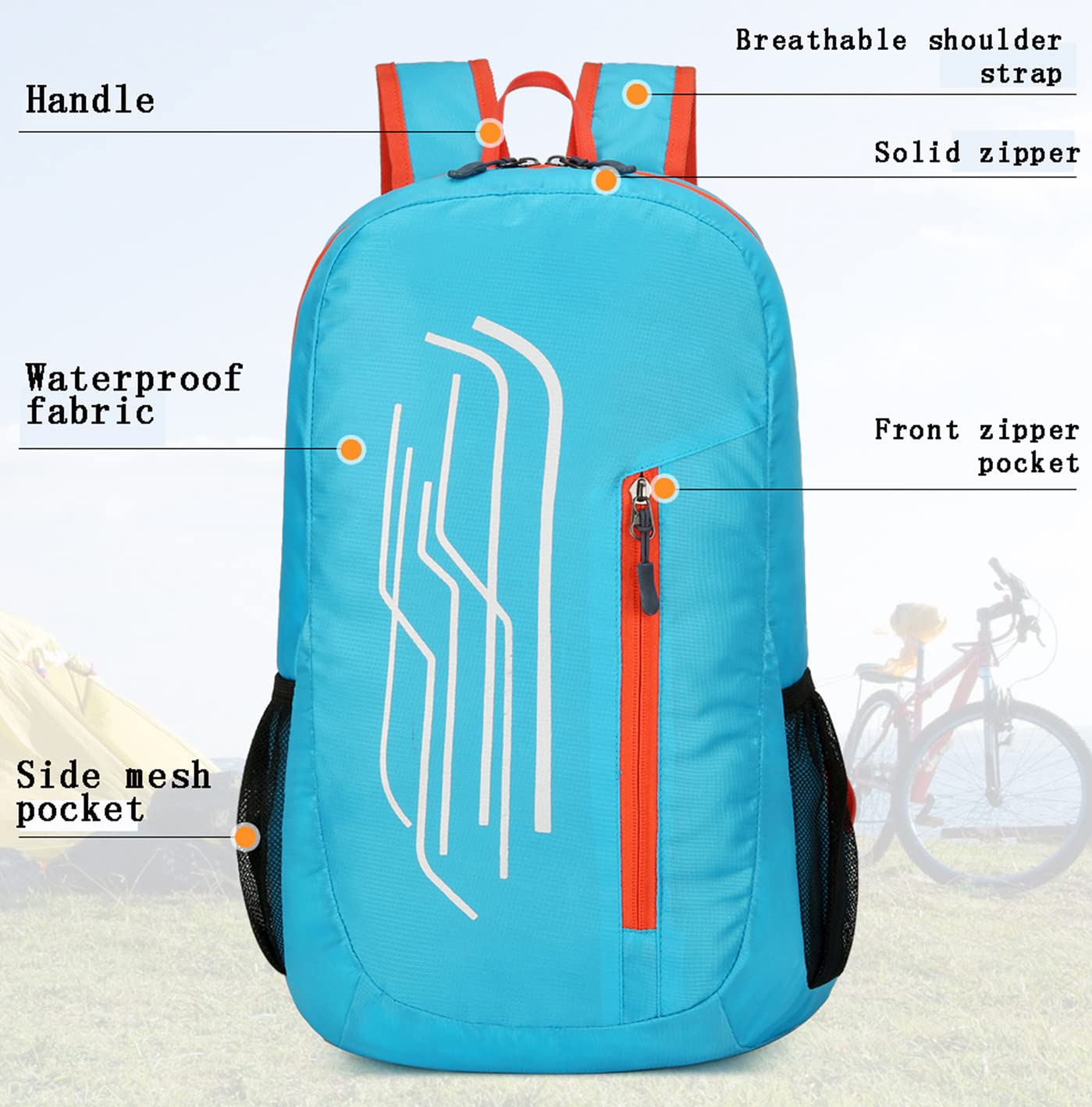 YYFRIEND Lightweight Water Proof Wear Resistant Foldable Hiking Backpack Daypack