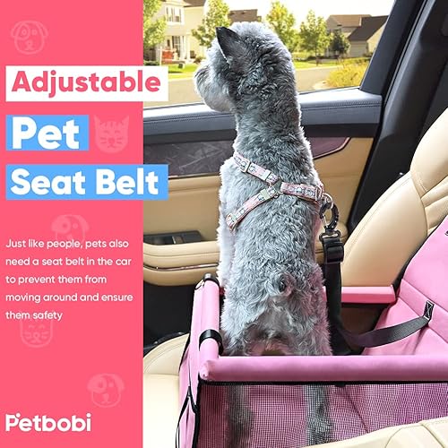 Miniatura 4 de Petbobi Silla elevada de automóvil para perro o gato portátil estable y transpirable con cinturón de seguridad para viaje viene con bolsa para su