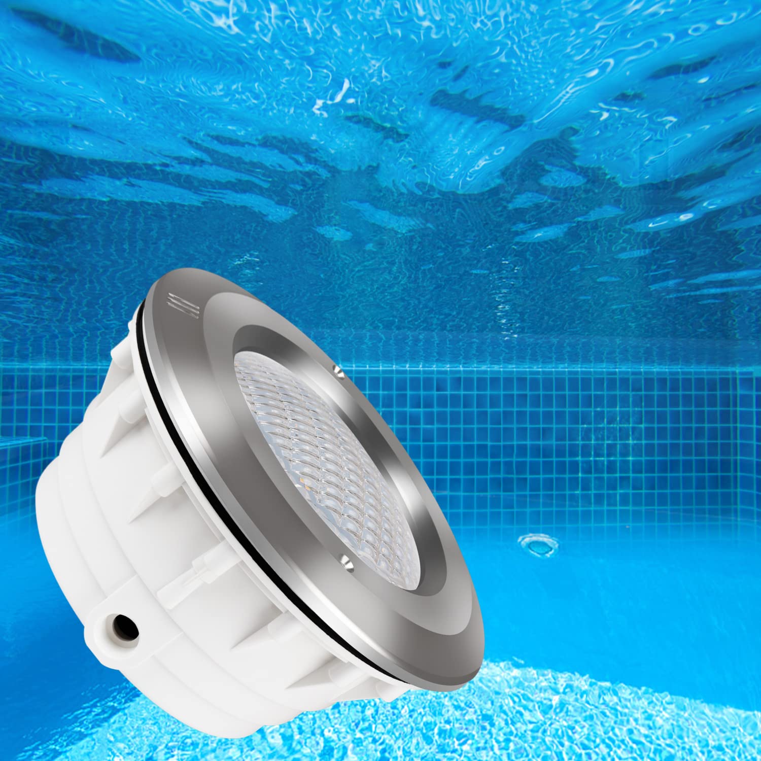COOLWEST PAR56 Einbaugehäuse, Pool Scheinwerfer Fassung, Einbaurahmen, Nische, Pool Waterproof Gehäuse,Case für Stahlwand- und Betonschwimmbecken mit Folienauskleidung (Ohne PAR56 Lampe)