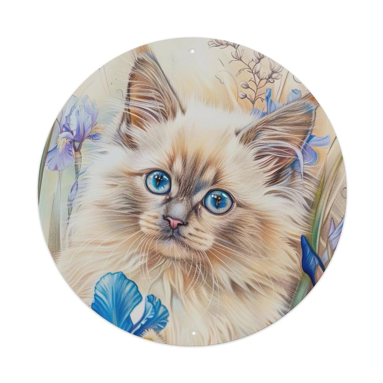 Animal Flower And Cat Metal Tin Sign