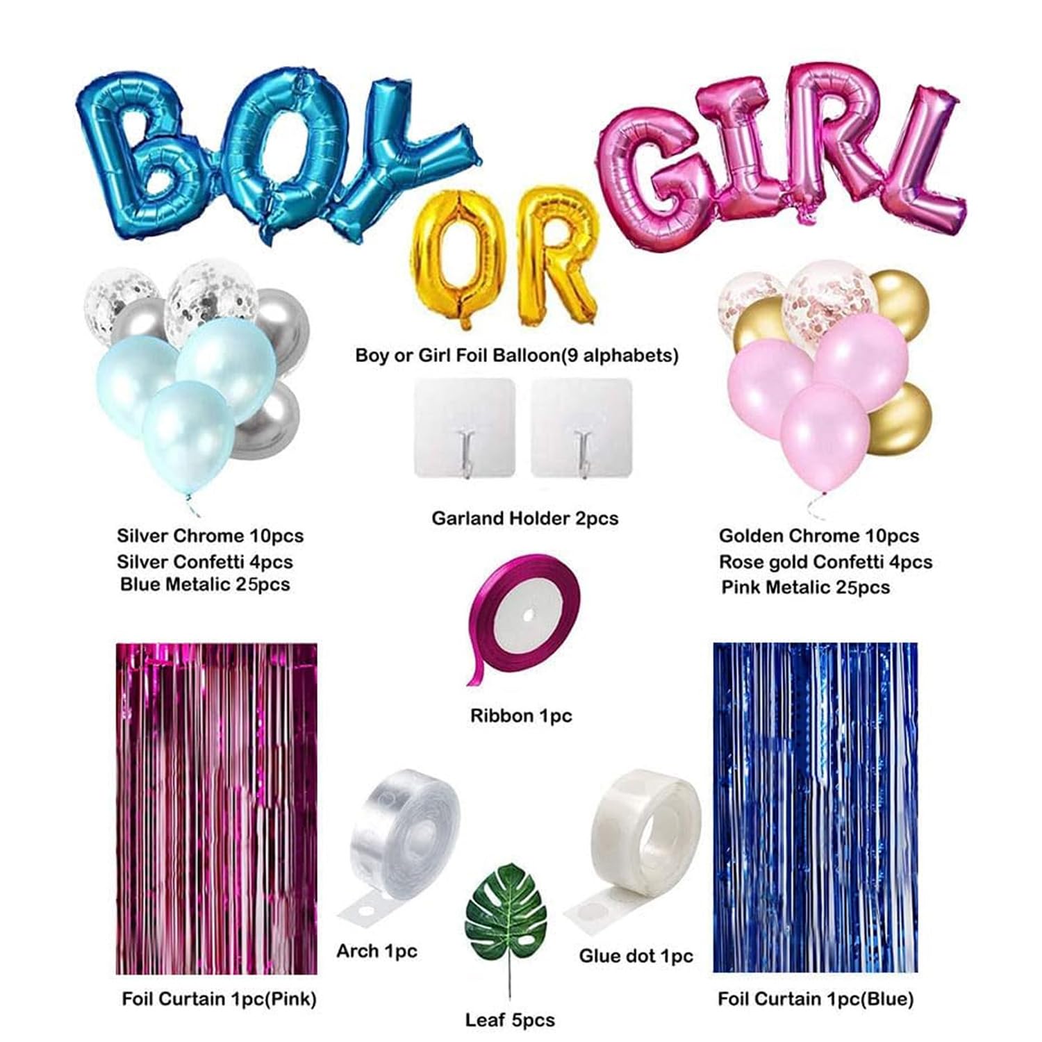 Party Propz Baby Shower Decoration Items - 99Pcs Mom To Be Decors | Decorations set | Baby Shower Foil Balloons | Mom To Be Decor | Decoration Items Set