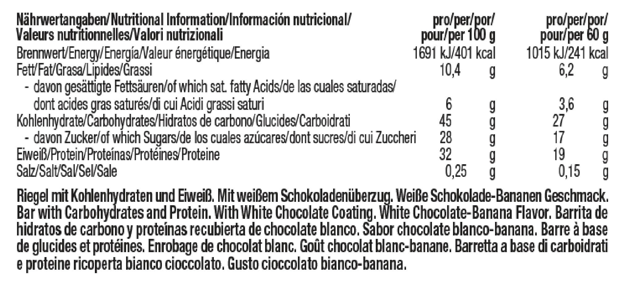 WEIDER 32% High Protein Bar, Baretta Proteica al gusto di Banana al Cioccolato Bianco, 12 x 60 g