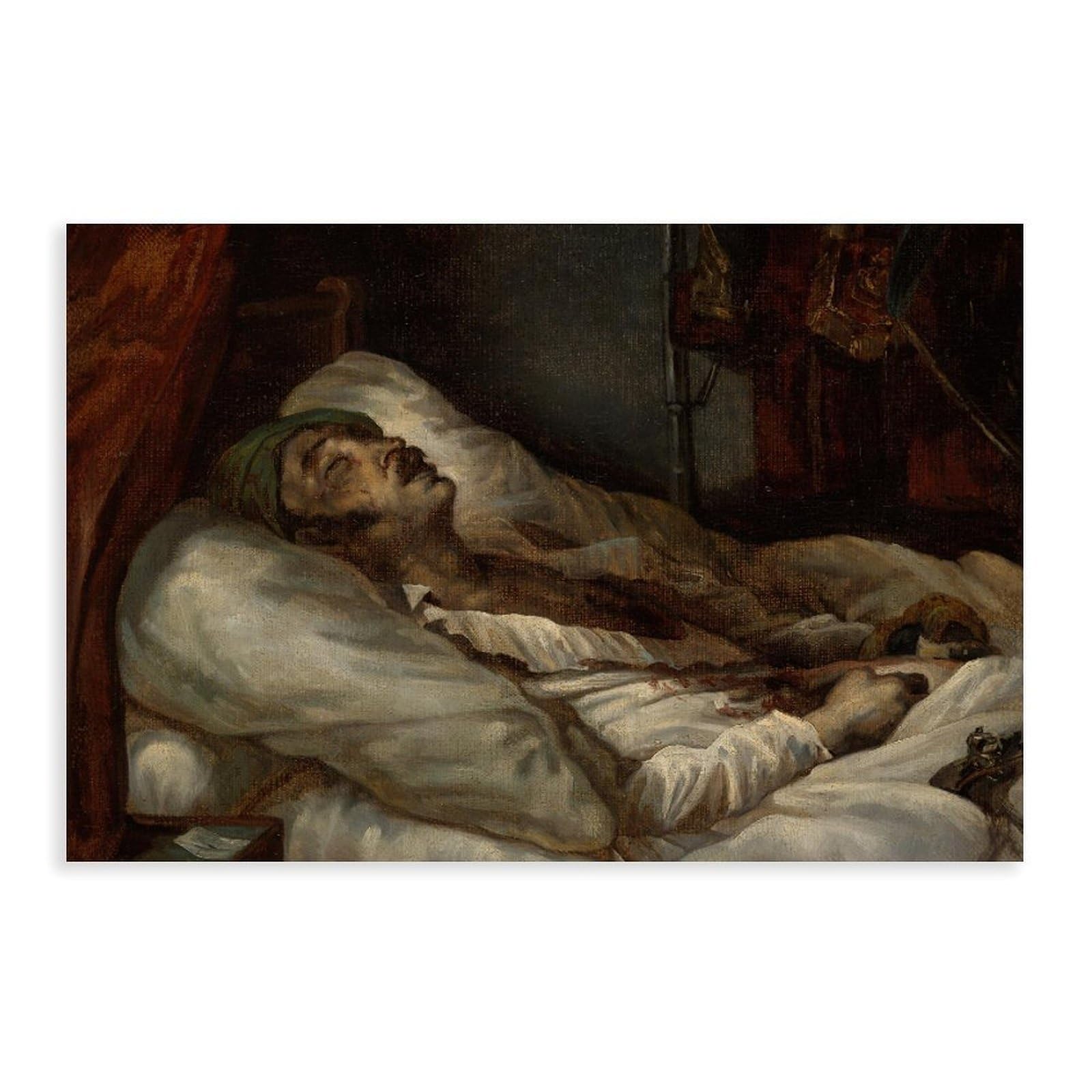 Poster su tela del generale Letellier sul letto di morte (ca. 1818-20) per decorazione della casa, idea regalo