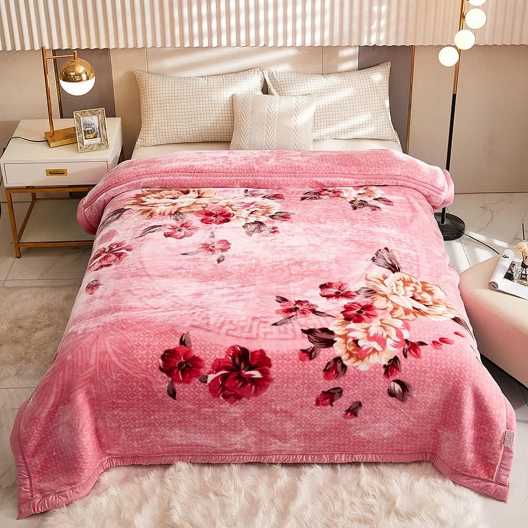 Heavy Fleece Blanket King Size 79"X91" Plush Velvet Korean Style Mink