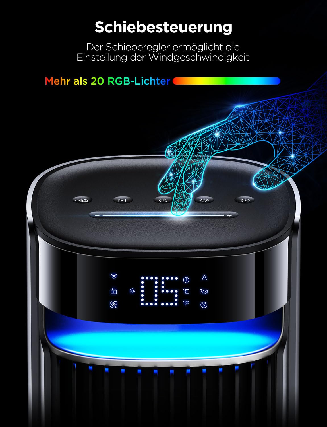 Ventilatore silenzioso GoveeLife, 12 velocità fino a 8 m/s, 5 modalità, timer 24 ore, ventilatore a torre intelligente con oscillazione 150°, app e controllo vocale per la casa, c