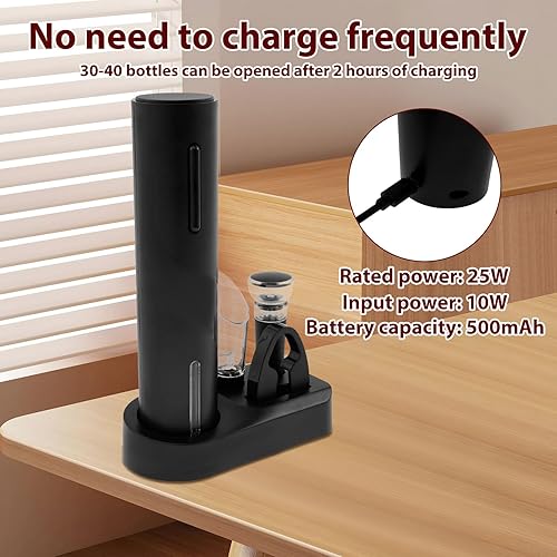 Miniatura 3 de Abrebotellas eléctrico de 4 piezas, abridor de vino eléctrico ABS, sacacorchos eléctrico recargable, abridor de botellas eléctrico de vida
