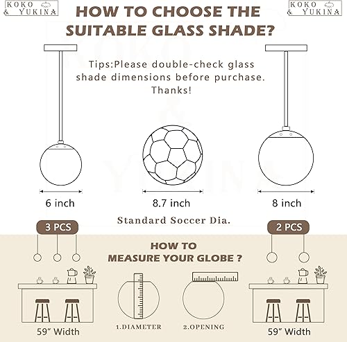 Miniatura 3 de Koko&Yukina Paquete de 2 globos de vidrio transparente de 6 pulgadas para accesorios de luz, globos de repuesto para accesorios de luz, pantalla de