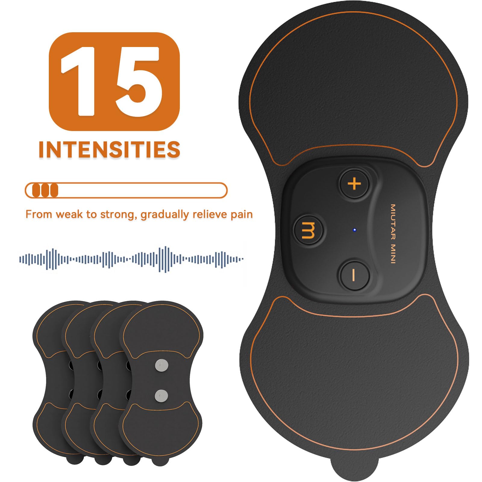 Electrostimulateur musculaire,TENS sans fil – USB-C rechargeable, 5 électrodes en gel + pochette – Soulagement naturel des douleurs dos, cou, épaules, bras, jambes