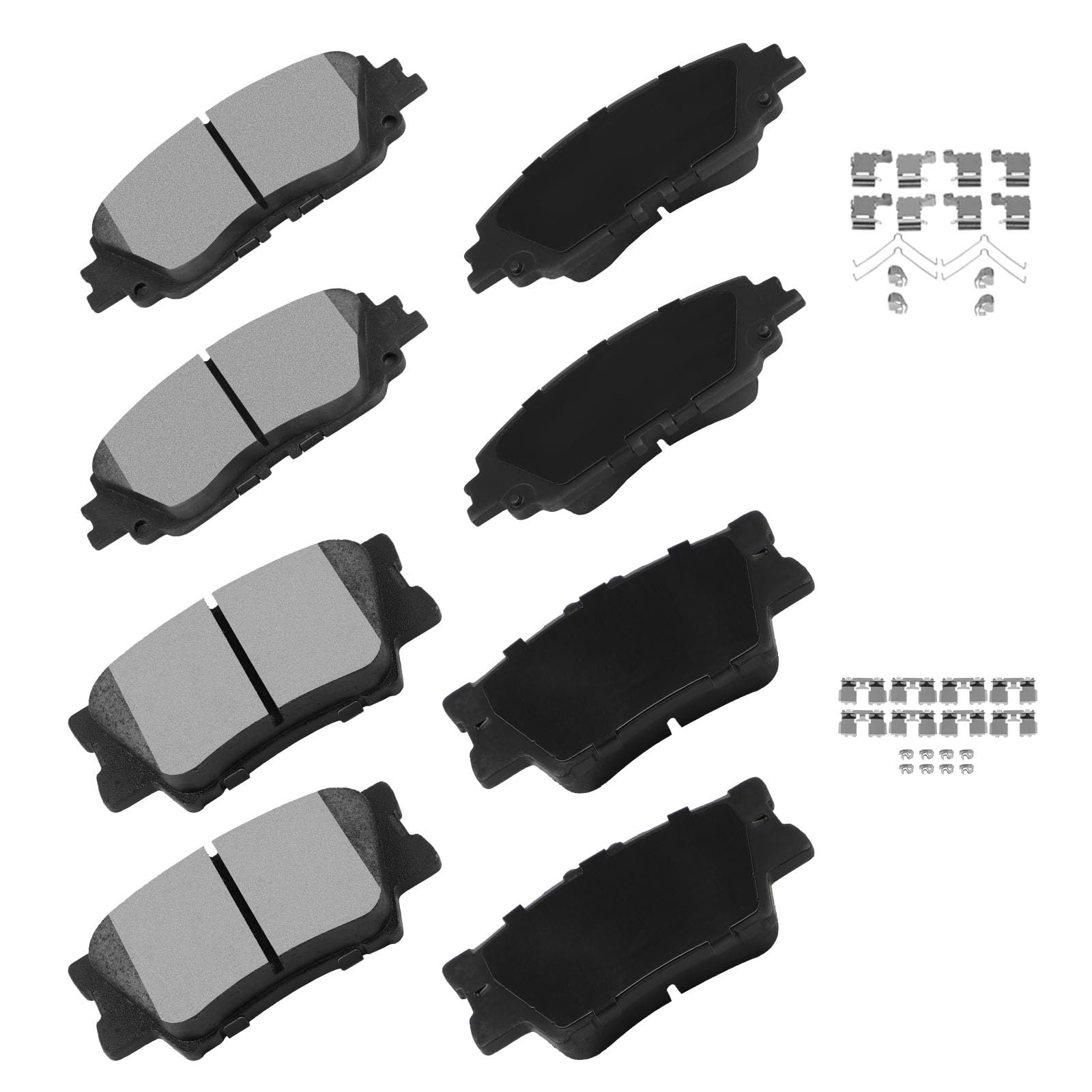 cciyu D2076 D1212 Brake Pads w/Hardware Front Rear Disc Brake Pad Set