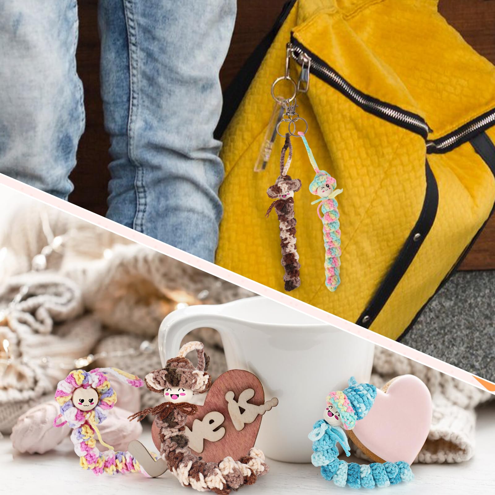 Kit Crochet Vers Porte-bonheur Coopay - 50 Boules Smileys, Fil, Crochet Et Accessoires - DIY Créatif